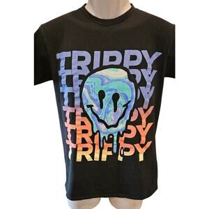 Young And Wild Trippy Smiley Face t shirt rainbow graphic hippie y2k S unisex